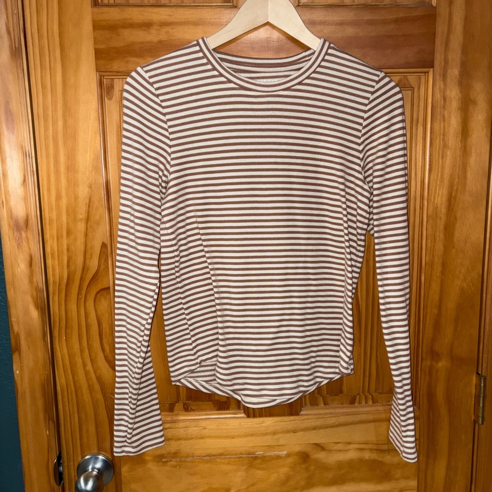American Eagle Outfitters Brown and White Striped Top